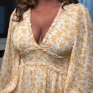 WINDSOR Floral V-Neck Dress with Ruffle Details